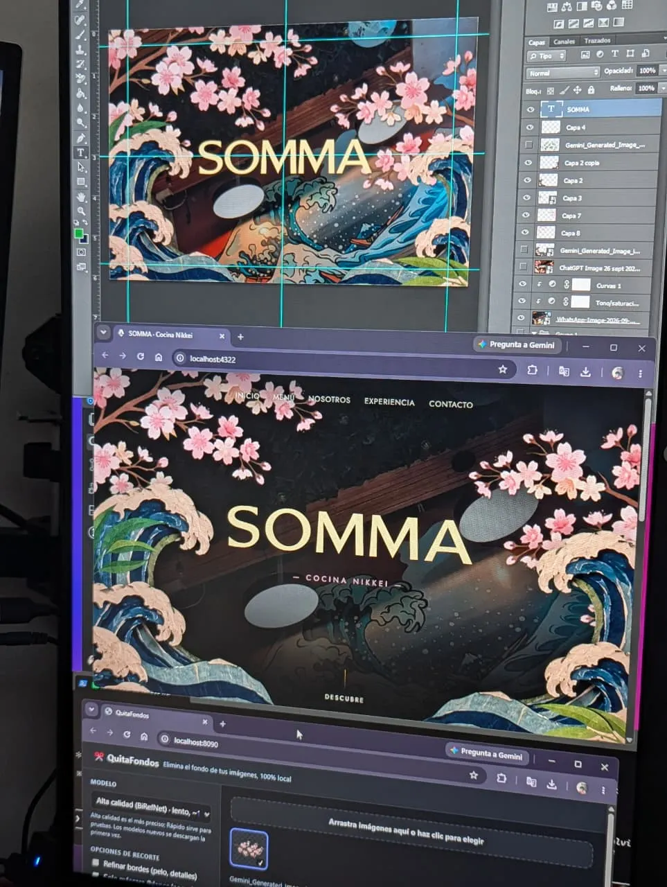 Composición del hero de SOMMA en Photoshop